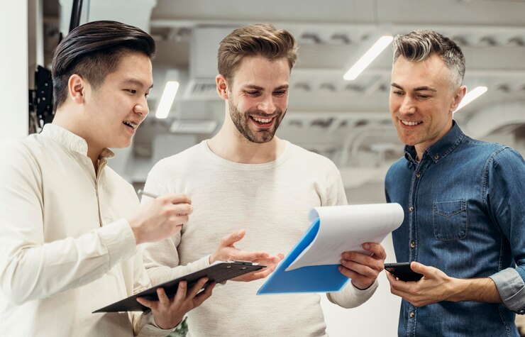 smiley-men-discussing-about-project-work_23-2148746305